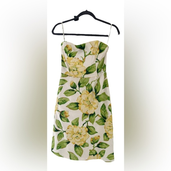 Milly Strapless Dress with Yellow Floral Design - Picture 2 of 7